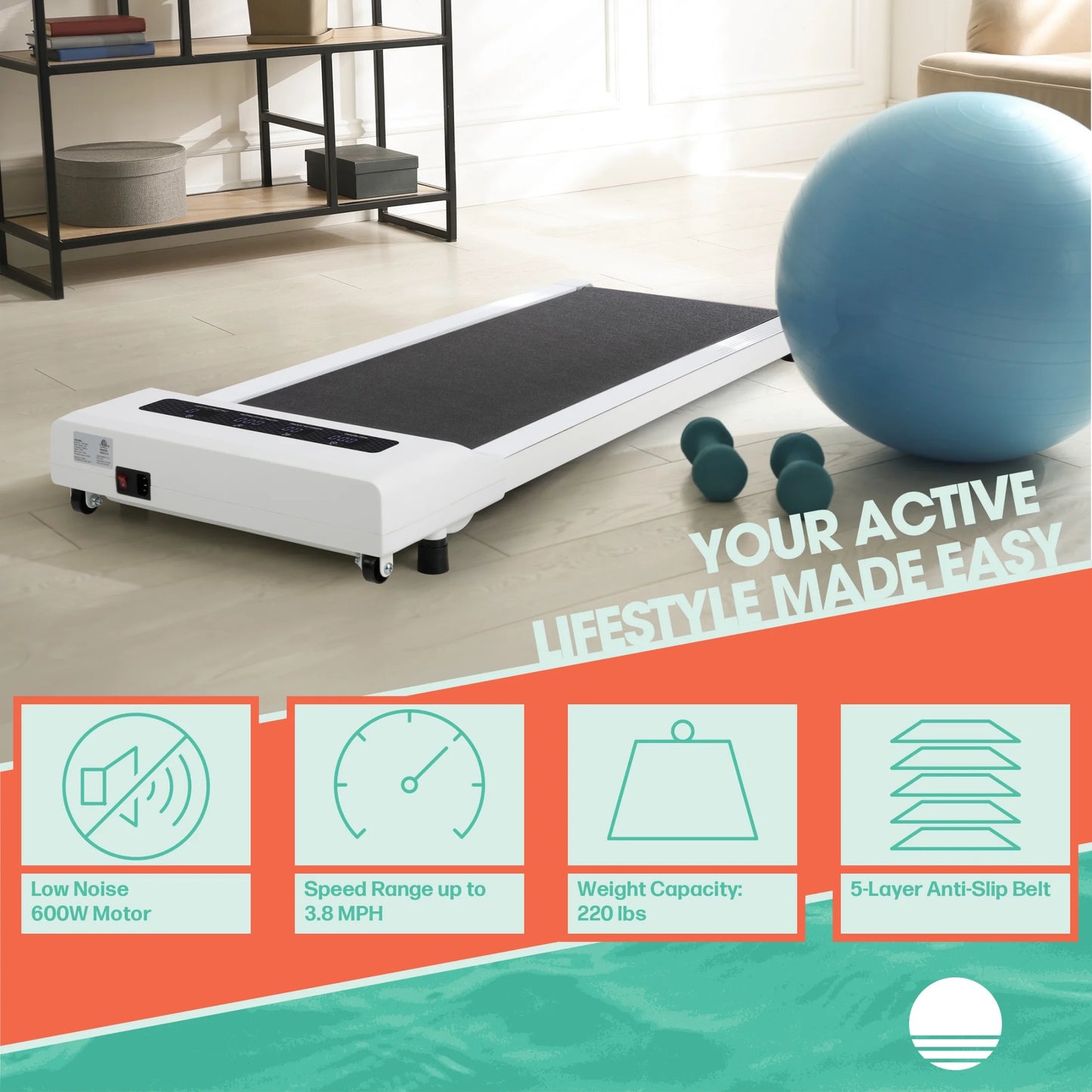 Walking Pad - Portable under Desk Treadmill, White