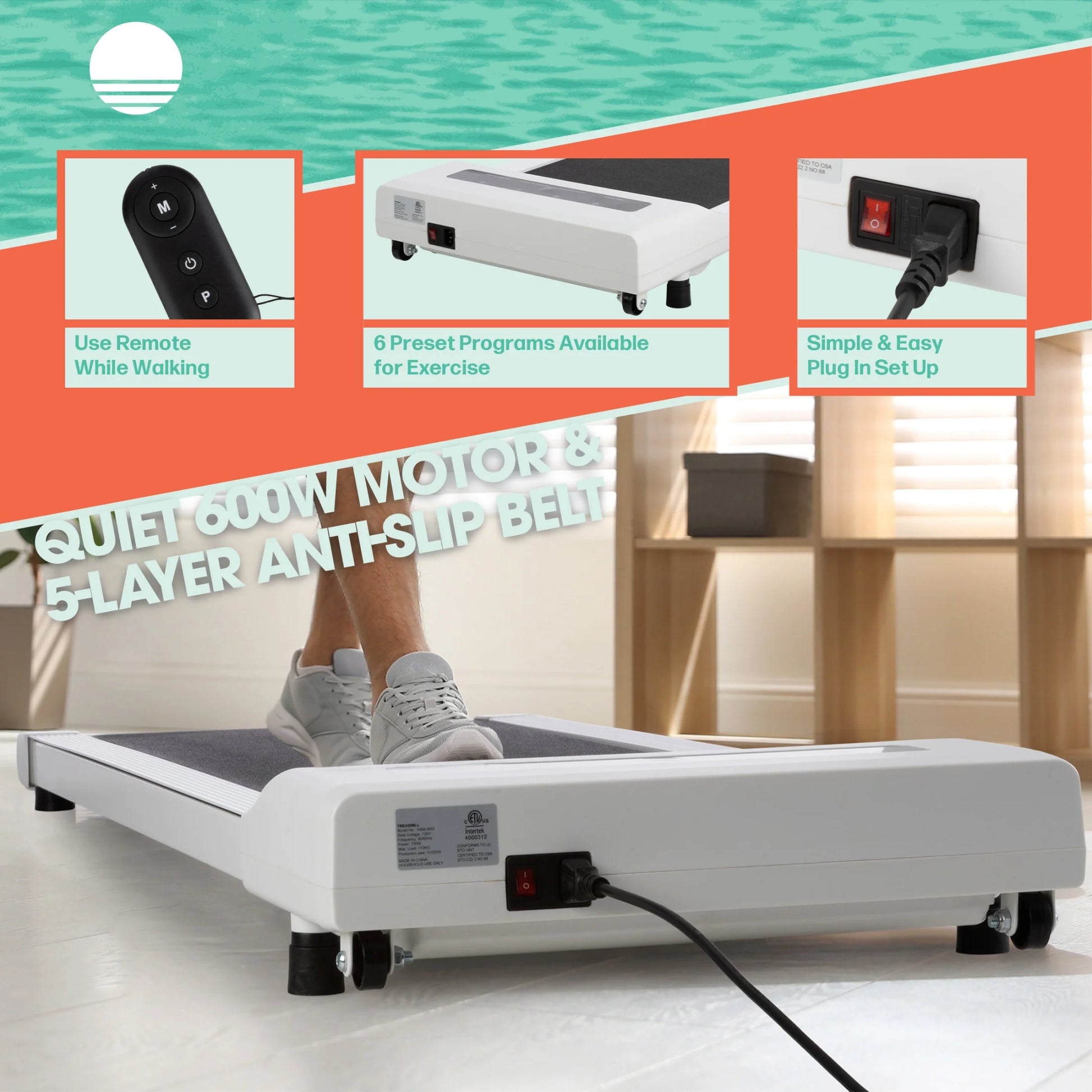 Walking Pad - Portable under Desk Treadmill, White