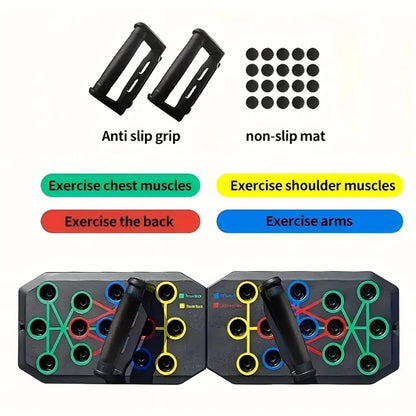 2-1 Multifunctional Folding Push up Board, Portable Folding 28 in 1 Home and Gym Exercise Equipment, Suitable for Chest and Back Exercises, Fitness Strength Training Stand