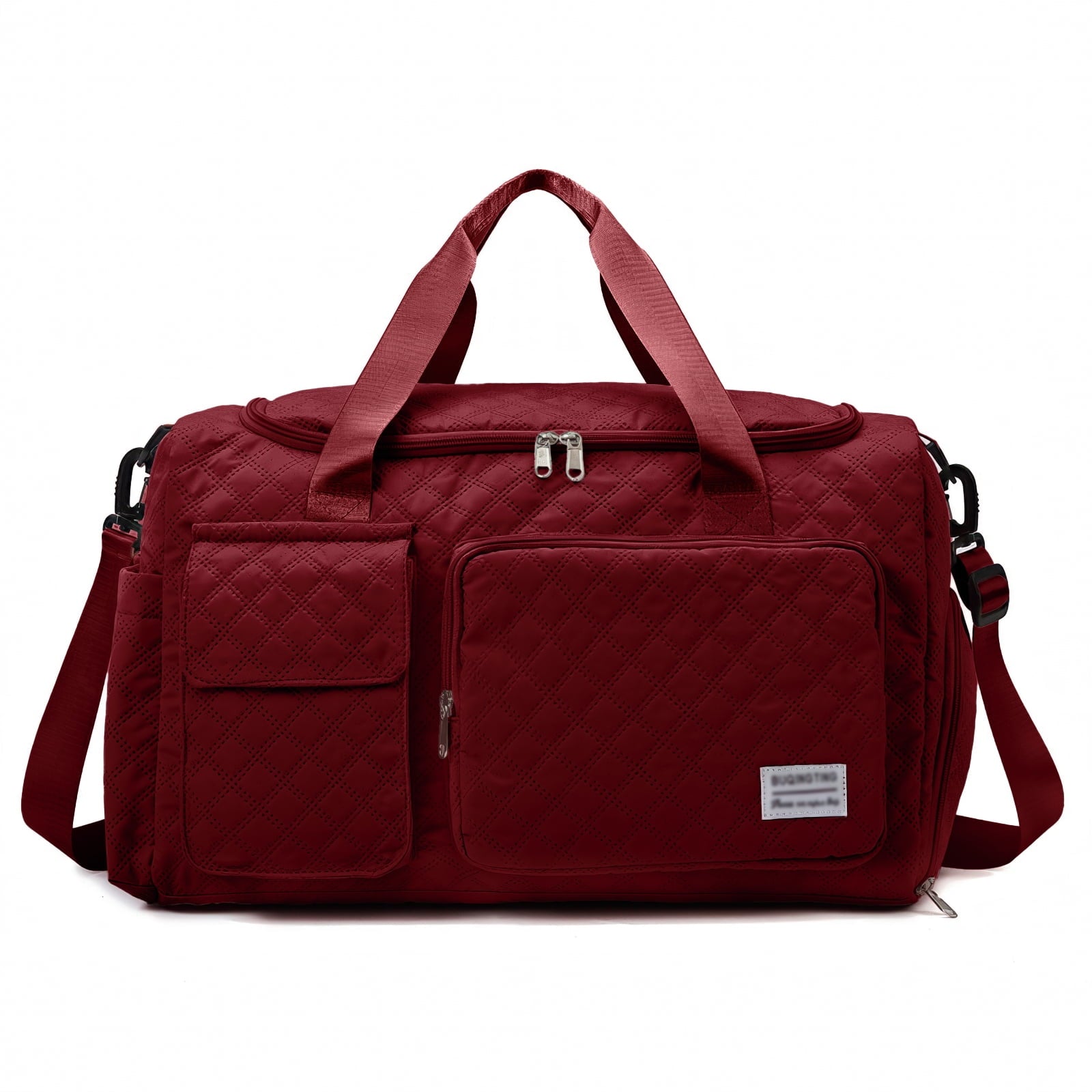 Travel Duffle Bag for Women Men, Weekender Bags Carry on Gym Bag with Wet Pocket/Adjustable Strap/Shoe Compartment, Foldable Waterproof Overnight Tote Bag for Plane Sports Dance, Ivory