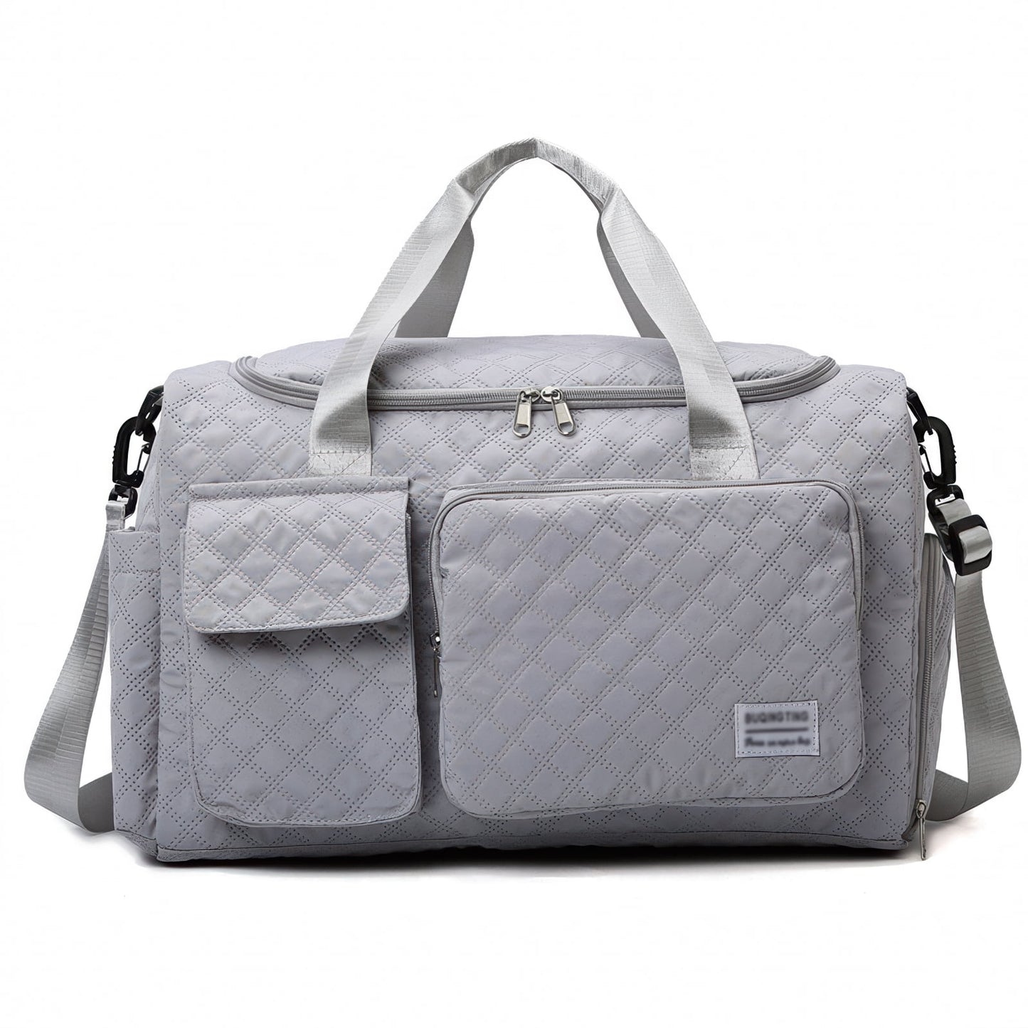 Travel Duffle Bag for Women Men, Weekender Bags Carry on Gym Bag with Wet Pocket/Adjustable Strap/Shoe Compartment, Foldable Waterproof Overnight Tote Bag for Plane Sports Dance, Ivory
