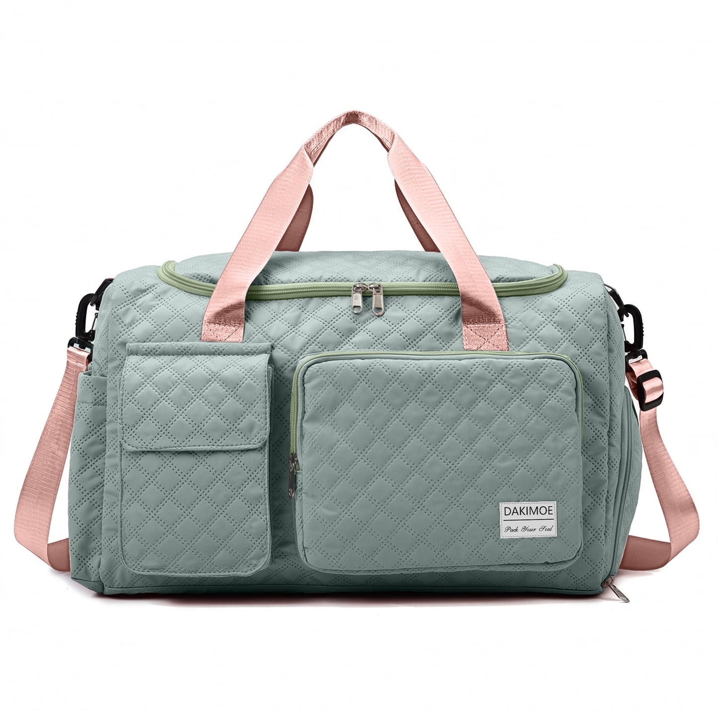 Travel Duffle Bag for Women Men, Weekender Bags Carry on Gym Bag with Wet Pocket/Adjustable Strap/Shoe Compartment, Foldable Waterproof Overnight Tote Bag for Plane Sports Dance, Ivory