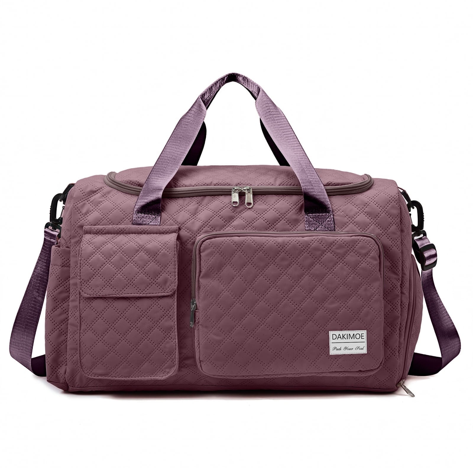 Travel Duffle Bag for Women Men, Weekender Bags Carry on Gym Bag with Wet Pocket/Adjustable Strap/Shoe Compartment, Foldable Waterproof Overnight Tote Bag for Plane Sports Dance, Ivory