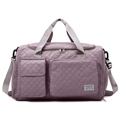 Travel Duffle Bag for Women Men, Weekender Bags Carry on Gym Bag with Wet Pocket/Adjustable Strap/Shoe Compartment, Foldable Waterproof Overnight Tote Bag for Plane Sports Dance, Ivory