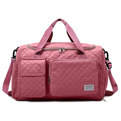 Travel Duffle Bag for Women Men, Weekender Bags Carry on Gym Bag with Wet Pocket/Adjustable Strap/Shoe Compartment, Foldable Waterproof Overnight Tote Bag for Plane Sports Dance, Ivory