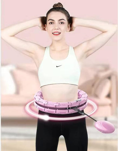 Smart Weighted Hula Exercise Hoop: 2 in 1 Abdomen Fitness Massage Hoola Hoops with Timer Smart Adjustable Pilates Fitness Non-Fall 28 Knots Adjustable Size Suitable for Adults & Kids