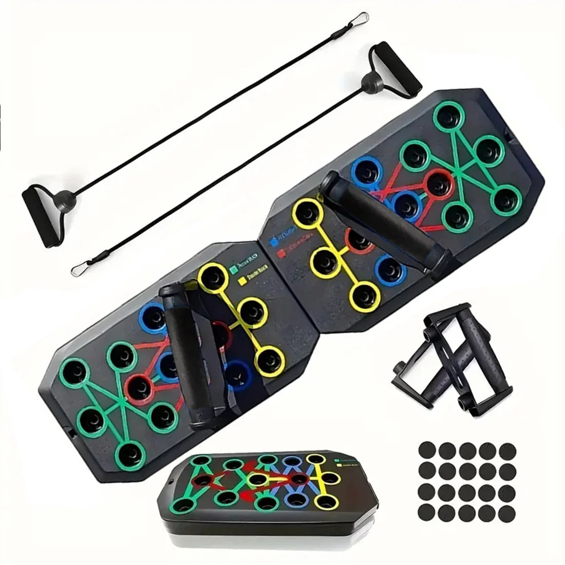 2-1 Multifunctional Folding Push up Board, Portable Folding 28 in 1 Home and Gym Exercise Equipment, Suitable for Chest and Back Exercises, Fitness Strength Training Stand